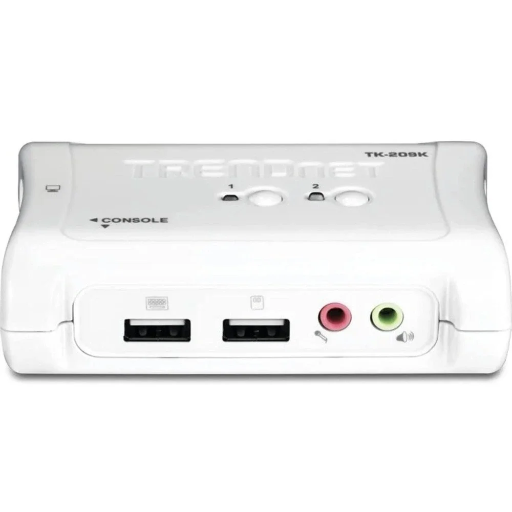 TRENDnet 2-Port USB KVM Switch Kit w/ Audio VGA TK-209K White